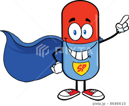 Pill Capsule Super Hero Cartoon Character 8686610