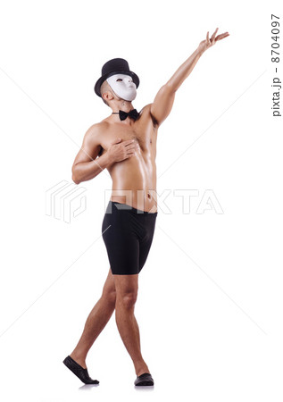 Naked muscular mime isolated on white Naked muscular mime isolated on white 8704097