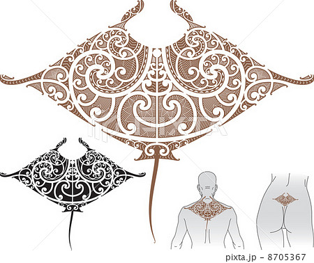 Maori Manta Tattoo Designのイラスト素材