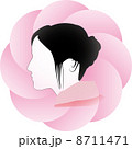 和風な女性の顔のイラスト 8711471