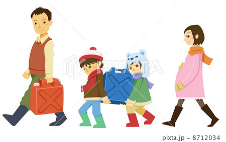 ポリタンクを運ぶ家族 8712034