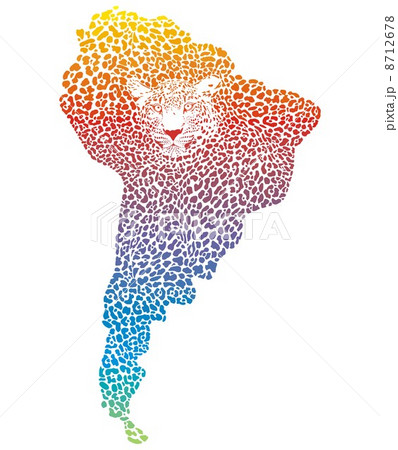 Abstract Jaguar on the map of South America 8712678