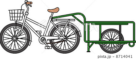 自転車リヤカーのイラスト素材
