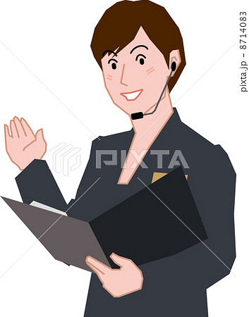 笑顔で案内するウェディングプランナーのイラスト素材