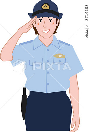 敬礼をする婦人警官のイラスト素材