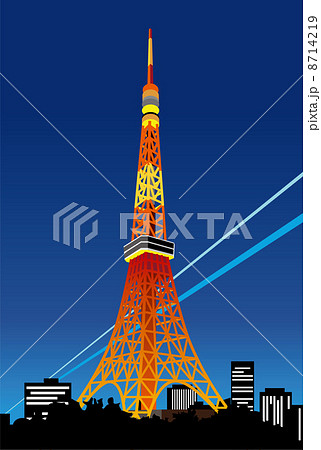 東京の東京タワー夜景のイラスト素材