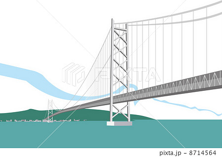 兵庫の明石海峡大橋のイラスト素材