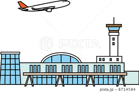 空港と飛行機のイラスト素材