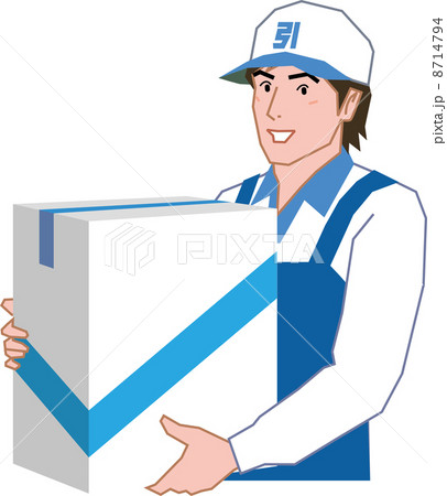 段ボールを持つ笑顔の引越しスタッフ 段ボールを持つ笑顔の引越しスタッフ 8714794
