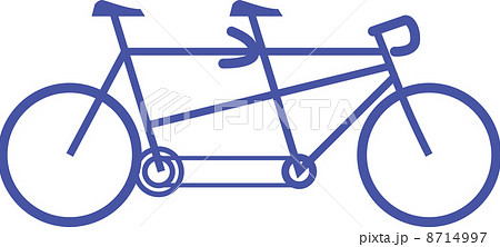 タンデム自転車のシルエットのイラスト素材
