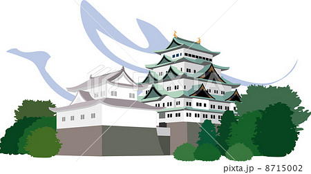 名古屋の名古屋城のイラスト素材