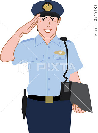 敬礼をする警察官のイラスト素材