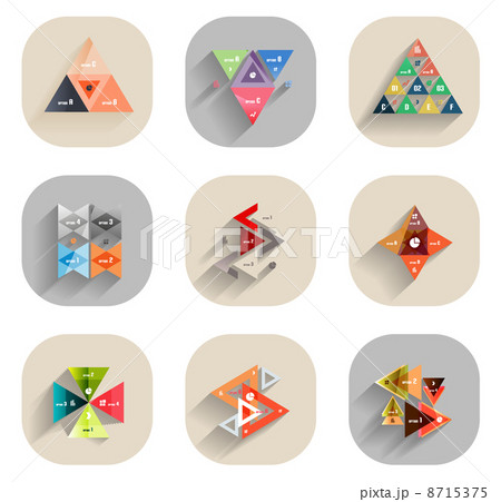 Infographic inside colorful circles. Flat icon set 8715375