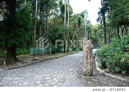 「桓武天皇御陵参道」の石碑（桓武天皇陵西参道／京都市伏見区桃山町治部小丸） 8716092
