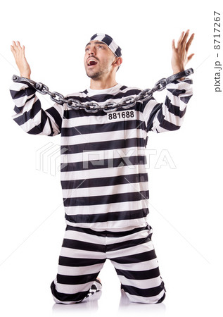 Convict criminal in striped uniform Convict criminal in striped uniform 8717267