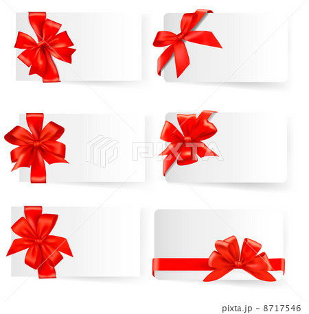 Big set of red gift bows with ribbons. Vector. 8717546