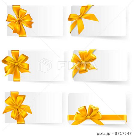 Set of gold gift bows with ribbons. Vector.  8717547