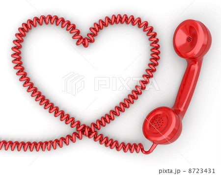 Phone reciever and cord as heart. Love hotline concept. 8723431