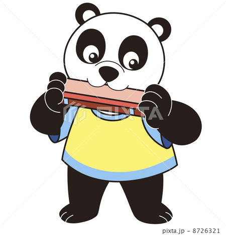 Cartoon Panda Playing a Harmonica 8726321
