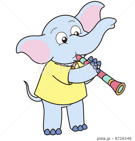 Cartoon Elephant Playing a Clarinet 8726346