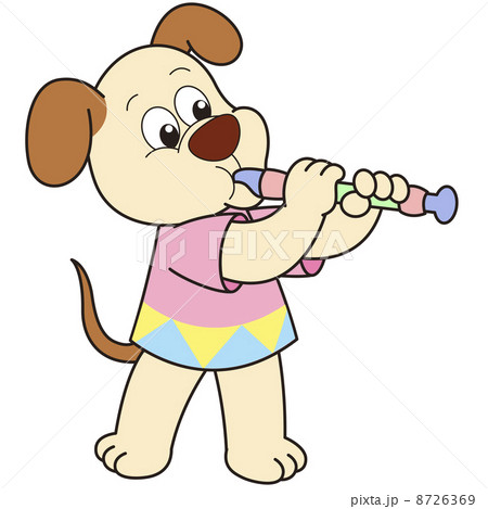 Cartoon Dog Playing an Oboe Cartoon Dog Playing an Oboe 8726369