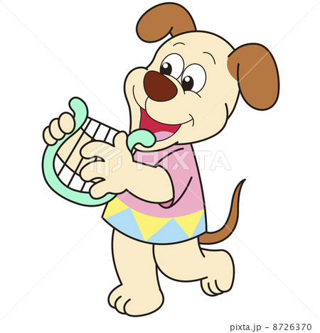Cartoon Dog Playing a Harp Cartoon Dog Playing a Harp 8726370