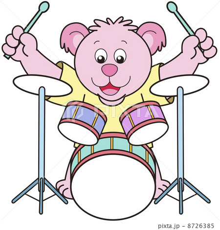 Cartoon Bear Playing Drums 8726385