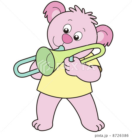 Cartoon Bear Playing a Trombone 8726386