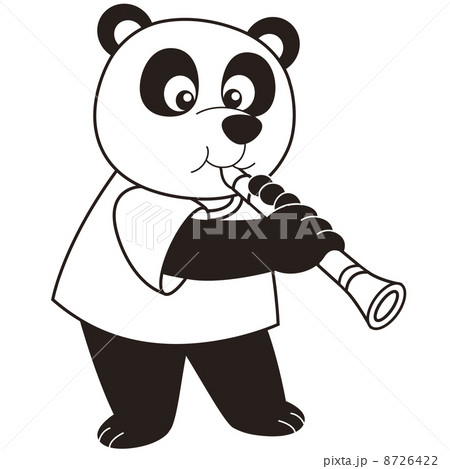 Cartoon Panda Playing A Clarinetのイラスト素材