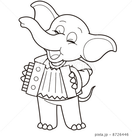 Cartoon Elephant Playing an Accordion 8726446