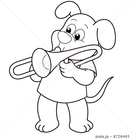 Cartoon Dog Playing a Trombone 8726465