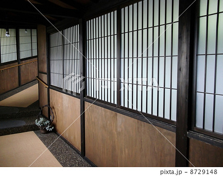 長い廊下でつながる和風建築 8729148