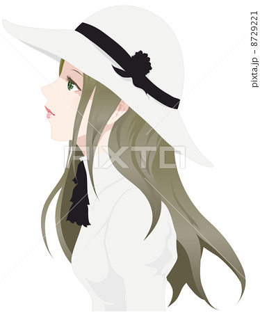 女性 ファッション1 横顔 帽子のイラスト素材
