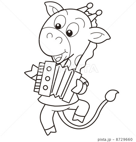 Cartoon Giraffe Playing an Accordion Cartoon Giraffe Playing an Accordion 8729660