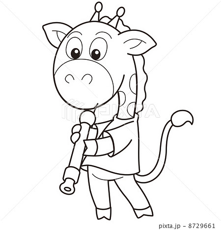 Cartoon Giraffe Playing an Oboe Cartoon Giraffe Playing an Oboe 8729661
