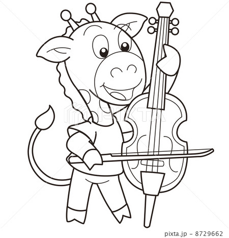 Cartoon Giraffe Playing a Cello 8729662