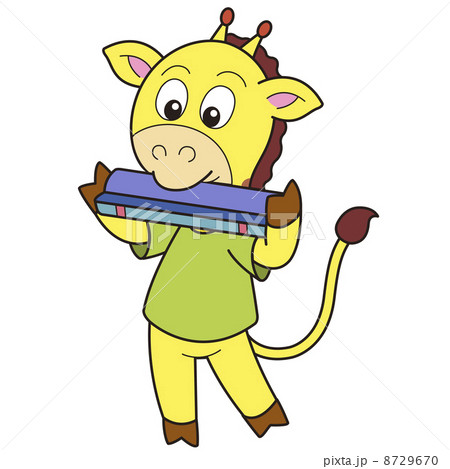Cartoon Giraffe Playing a Harmonica 8729670