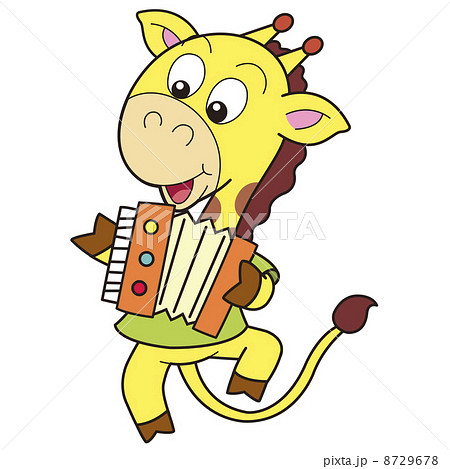 Cartoon Giraffe Playing an Accordion Cartoon Giraffe Playing an Accordion 8729678