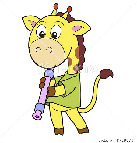 Cartoon Giraffe Playing an Oboe 8729679