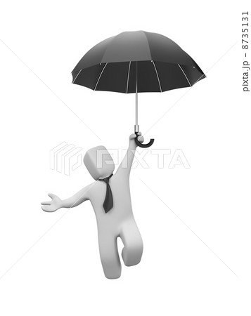 Businessman goes down(or up) on the umbrella 8735131