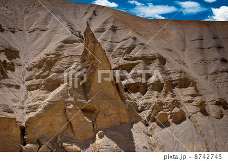Himalaya mountains landscape. Rock and Sand formation at Pang. I 8742745