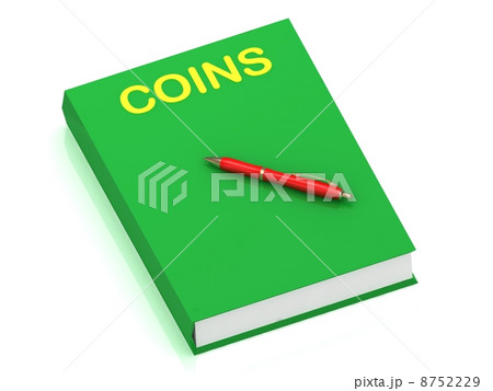 COINS inscription on cover book 8752229