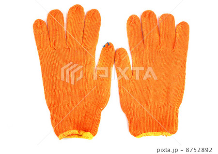 Orange work gloves isolated on white background. 8752892