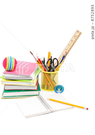 Office and school accessories. Pencil and notebook isolated on w 8752893