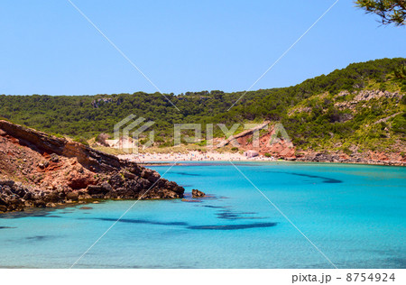 Cala de Algariens seascape in sunny day at Menorca, Spain. 8754924