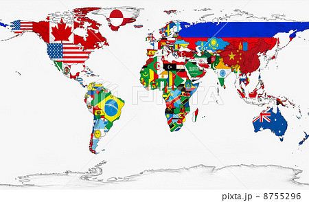 World map of three-dimensional flag - Stock Illustration [8755296
