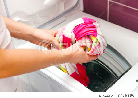 Woman and washing machine Woman and washing machine 8756296