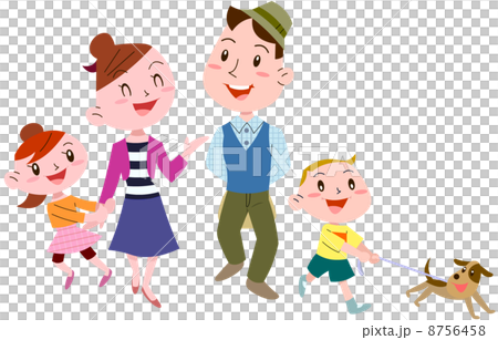 犬と散歩する明るい家族 犬と散歩する明るい家族 8756458
