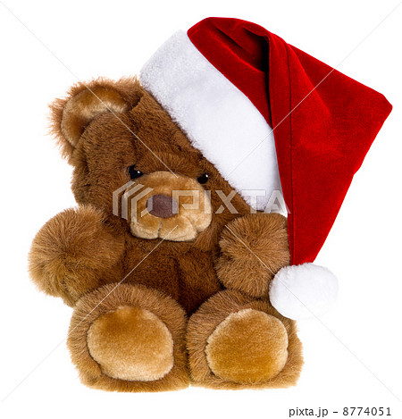 cute vintage teddy bear with santa hat 8774051