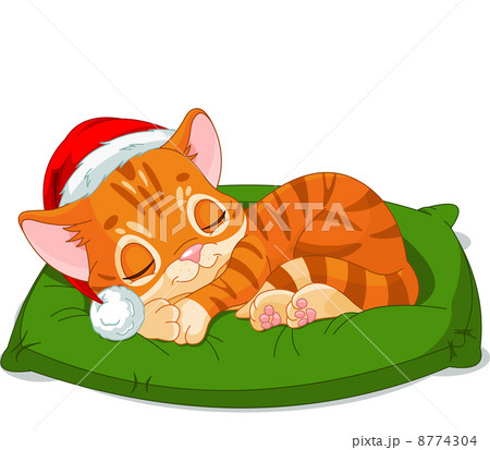 Christmas Kitten Sleeping 8774304
